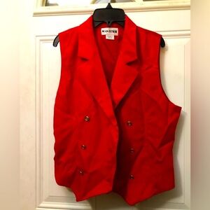 Vintage ♥️ RED Joan Leslie 🦺 vest Gold Tone Accents Size Medium